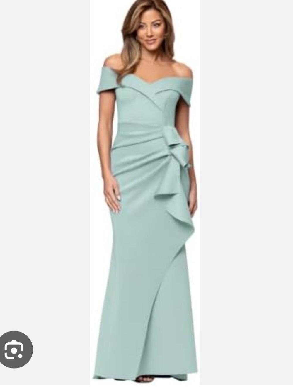 NWT XSCAPE Sage Blue Draped Mermaid Evening Gown Formal Dress 22W Made USA $299